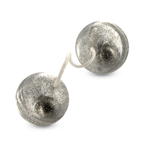 Вагинальные шарики с блёстками Silver Magic Balls